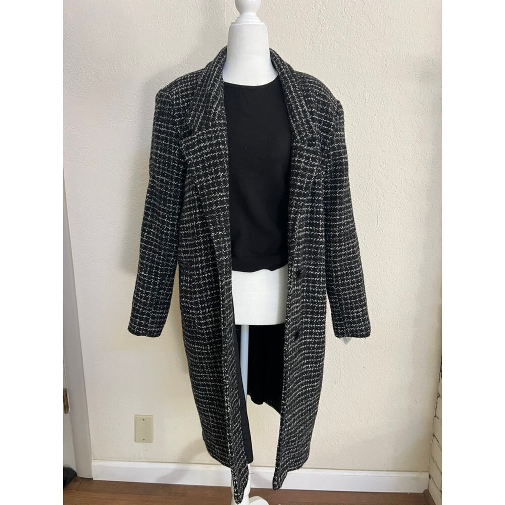 VTG Women Otello Pelle Tweed Wool Knee length Coat
